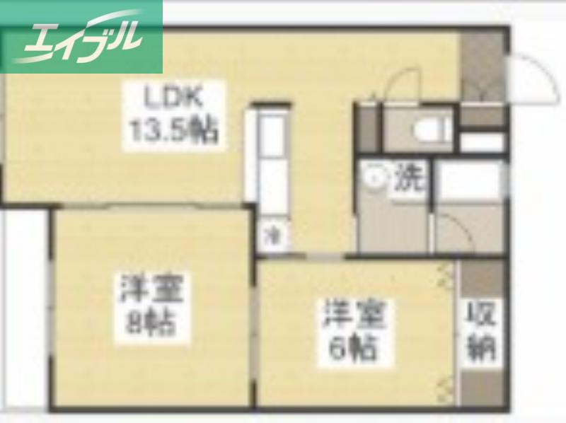 P&I伊島西ハイツ(2LDK/3階)の間取り写真