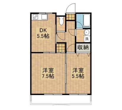 フェリーチェ正手(2DK/1階)の間取り写真