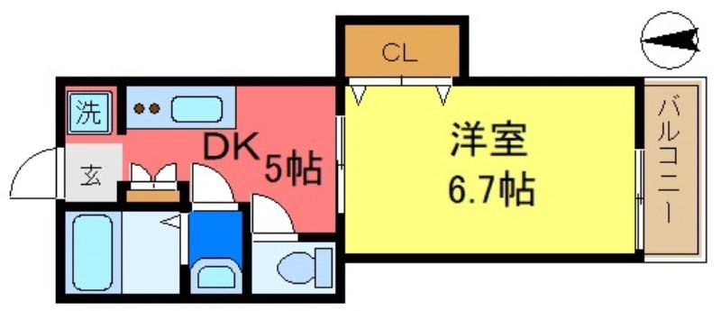 エストヴェルデ(1DK/2階)の間取り写真