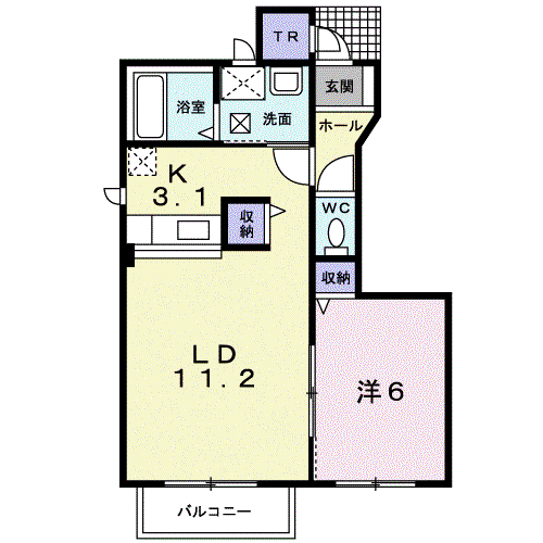 スカイピア文京1D棟(1LDK/1階)の間取り写真