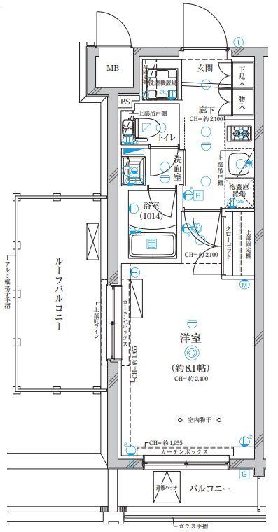 ディアレイシャス下高井戸(1K/4階)の間取り写真