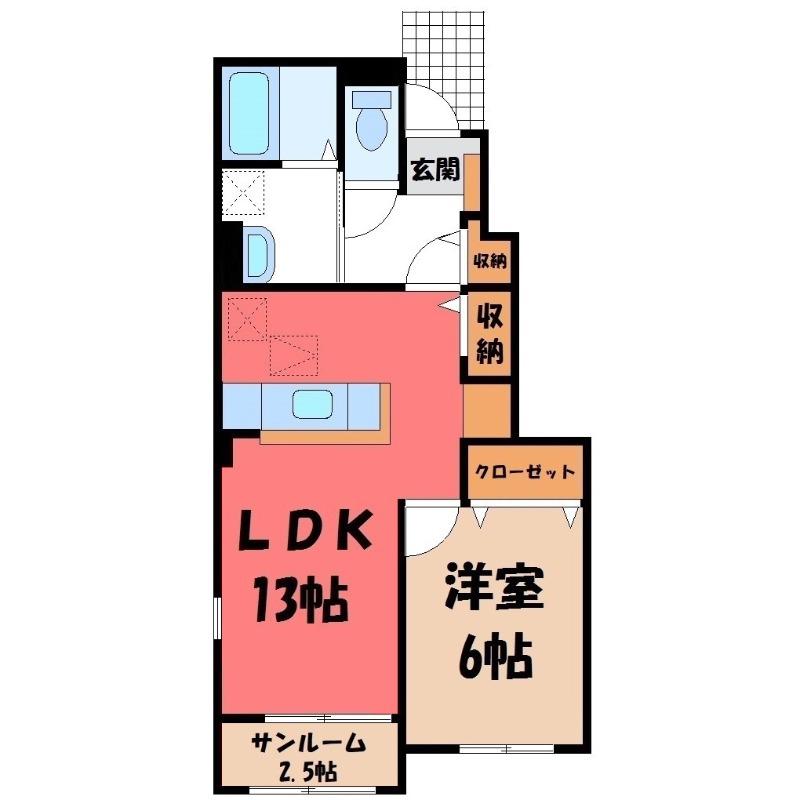 ピアチェA(1LDK/1階)の間取り写真