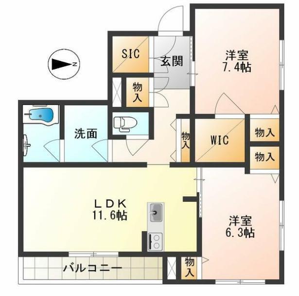 ケー&ワイみやまち(2LDK/3階)の間取り写真