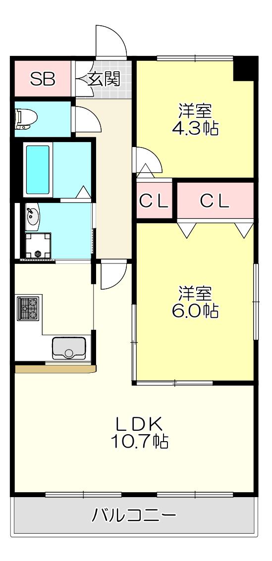LANDSCAPE(3DK/7階)の間取り写真