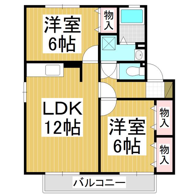 ヴィラージュ本郷B棟(2LDK/1階)の間取り写真