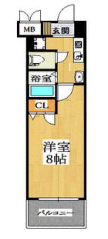 CITY SPIRE北梅田(1K/2階)の間取り写真