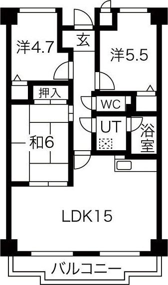 リヴェール緑地(3LDK/6階)の間取り写真