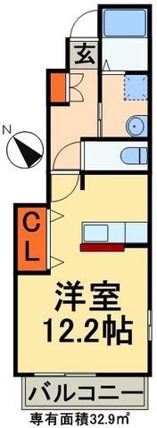 ベルパークA(1K/1階)の間取り写真