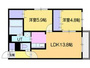 AIRPORT ONE(2LDK/2階)の間取り写真