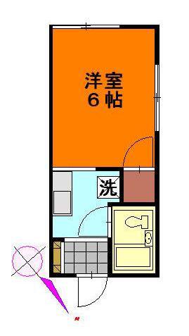 山崎ハイツ(ワンルーム/2階)の間取り写真