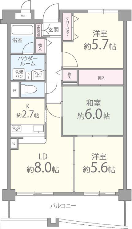 ウィステリア(3LDK/4階)の間取り写真