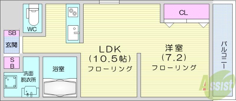 しゃとれ梅田町(1LDK/6階)の間取り写真