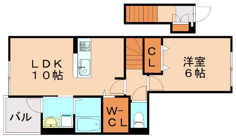 コンフォート・F(1LDK/2階)の間取り写真