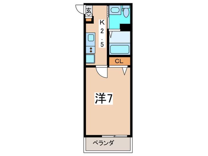 中新田B号棟(1K/2階)の間取り写真