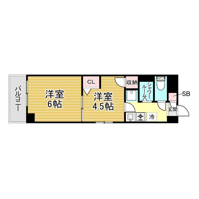 キャッスルコートII(2K/3階)の間取り写真