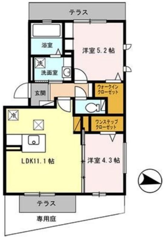 クレッセント・スクエアⅡ(2LDK/1階)の間取り写真
