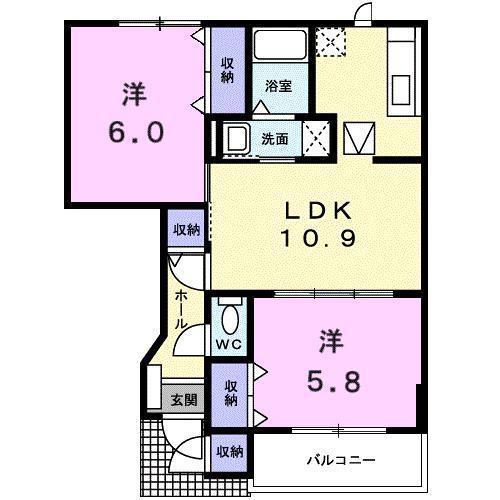 アプリコットロード(2LDK/1階)の間取り写真