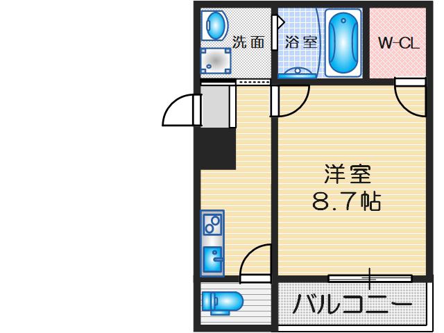 フジパレス庄内サウス(1K/3階)の間取り写真