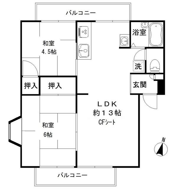 ハイムSI(2LDK/1階)の間取り写真