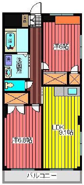 ローレル川口元郷(2LDK/3階)の間取り写真