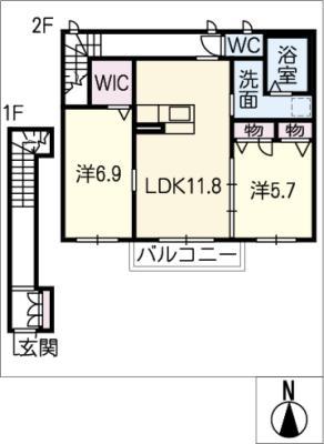RELAFORT A棟(2LDK/2階)の間取り写真
