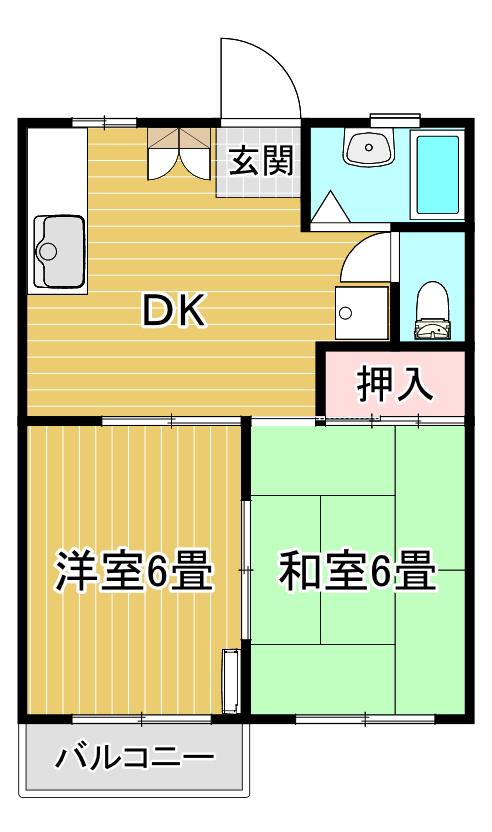 ドミール(2DK/2階)の間取り写真