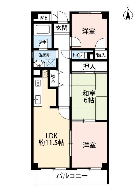 サンヒルズ千里(3LDK/5階)の間取り写真