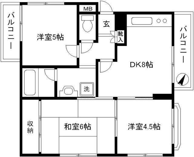第2 サニーマンション(3DK/3階)の間取り写真