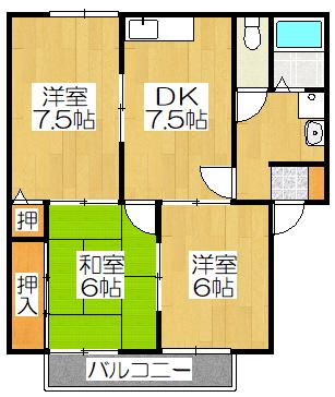セゾン868(3DK/2階)の間取り写真