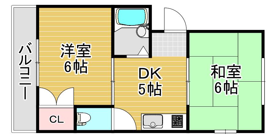 岩本マンション(2DK/3階)の間取り写真