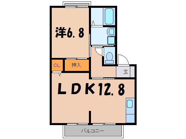 カモミールD棟(1LDK/2階)の間取り写真