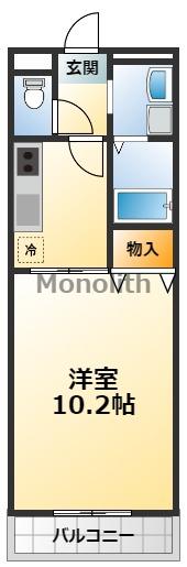 アンプルールクラージュSHIMADA(1K/2階)の間取り写真