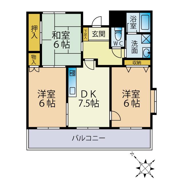 コーポやすもり(3DK/2階)の間取り写真