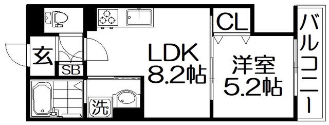 クリエオーレ藤阪元町(1LDK/2階)の間取り写真