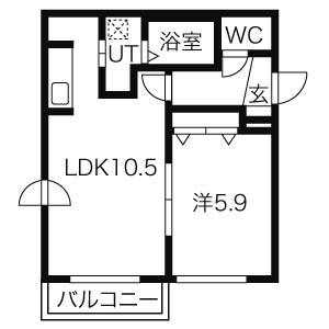 ロジュマン・エスポワールVIII(1LDK/4階)の間取り写真