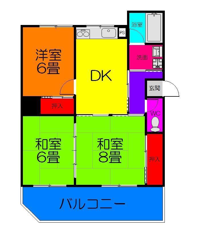 エスポワール小野(3DK/2階)の間取り写真