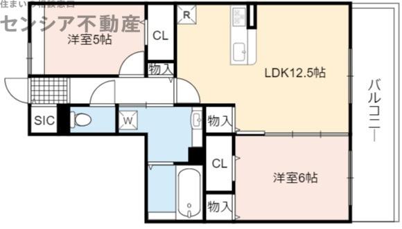 グランディール緑橋(2LDK/2階)の間取り写真