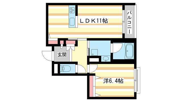 ライムストーン新大宮(1LDK/3階)の間取り写真