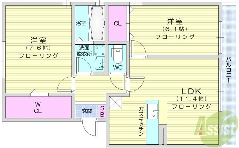 RUPOSE Ⅰ(2LDK/2階)の間取り写真