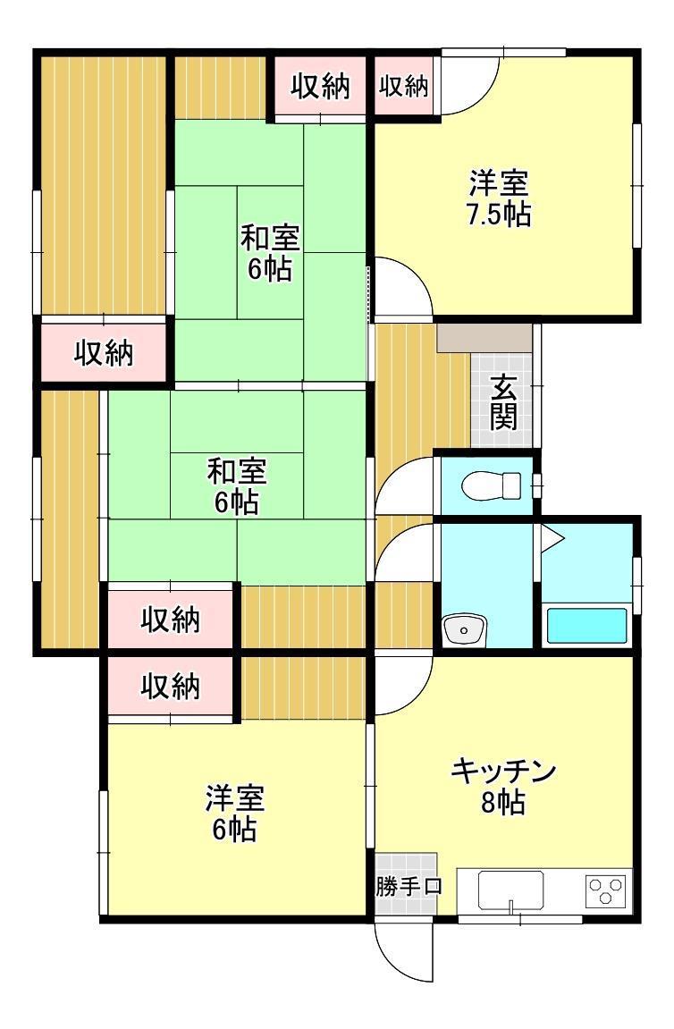 北迫新町F(4DK/1階)の間取り写真