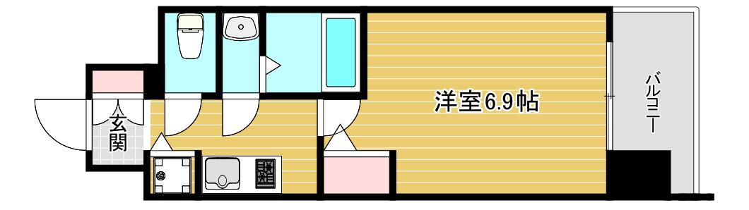 エスリード松屋町サウス(1K/2階)の間取り写真