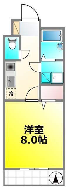 ハイツけやき六番館(1K/2階)の間取り写真