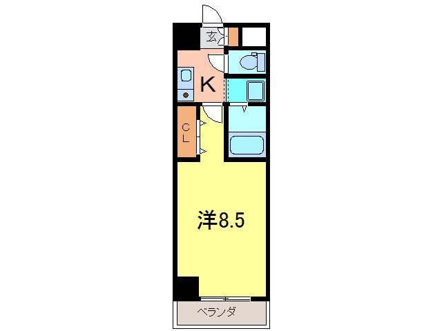 PROUDIA岡崎(1K/3階)の間取り写真
