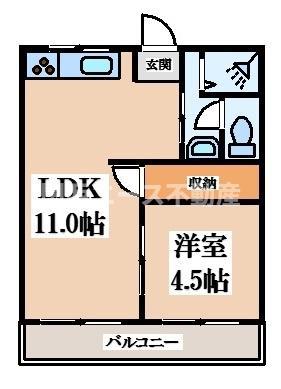 コーポみその(1LDK/2階)の間取り写真