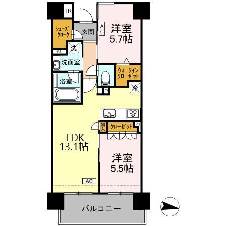 プレミスト鍛冶町(2LDK/5階)の間取り写真