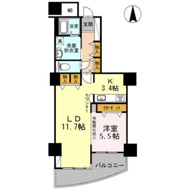 品川シーサイドビュータワーII(1LDK/10階)の間取り写真