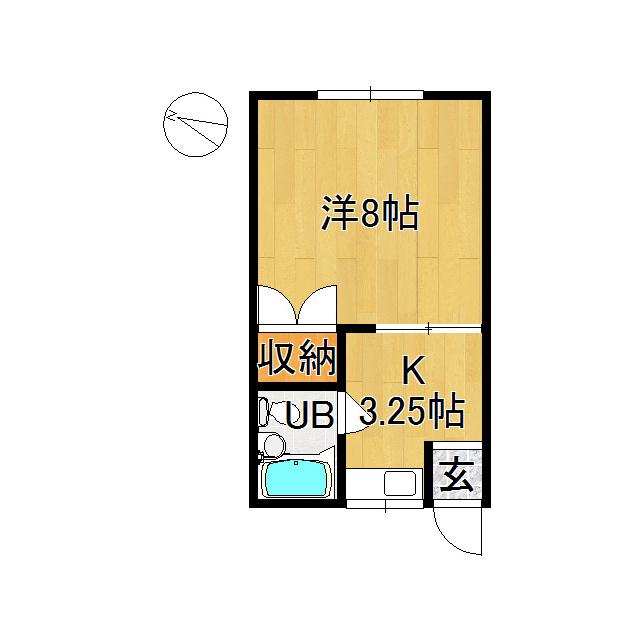 コーポユートピア(1K/2階)の間取り写真