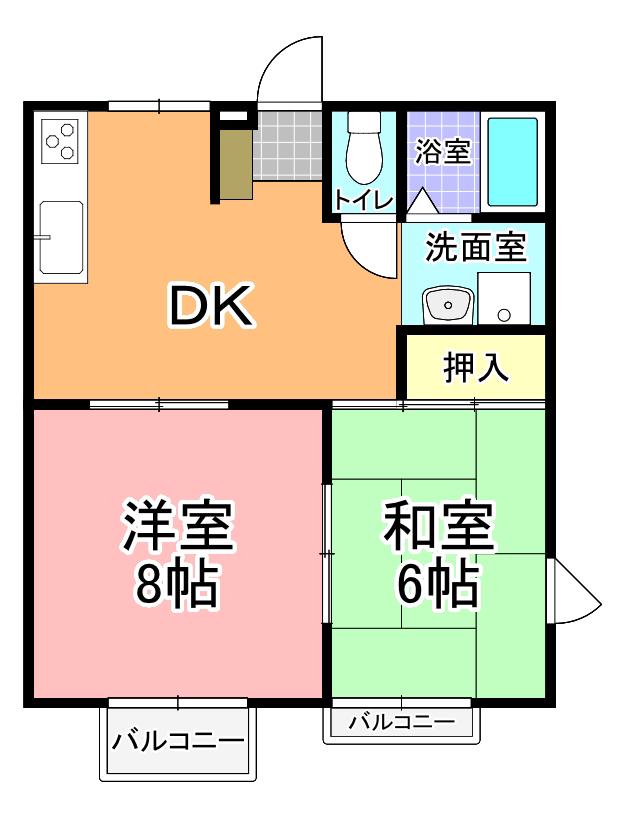 コーポアイ(2DK/1階)の間取り写真