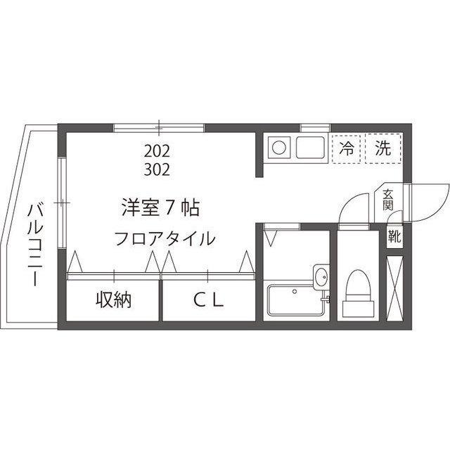 エクセル高輪(1K/2階)の間取り写真