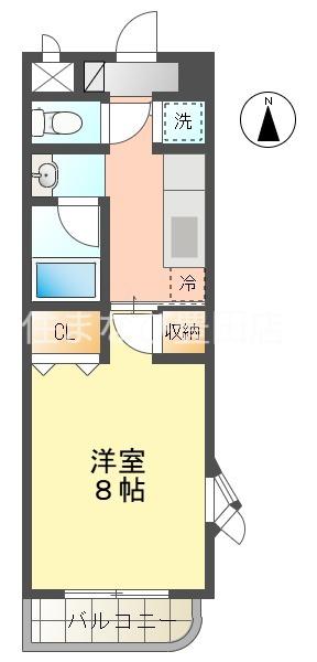 アトレ東梅坪(1K/2階)の間取り写真